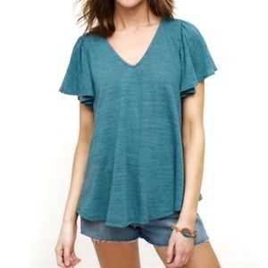 Anthropologie eri + ali Flutter Sleeve Top, XS